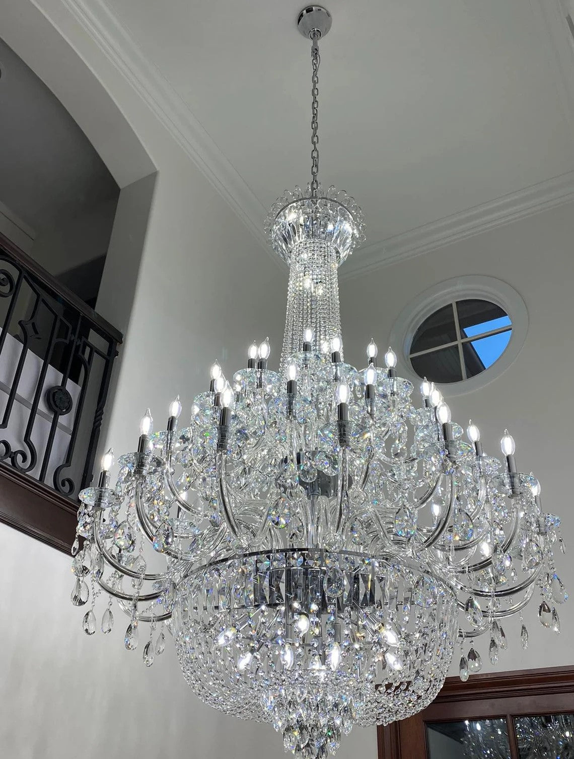 Extra Large European-style Multi-layers Candle Luxury Crystal Chandelier Gold Art Foyer/Staircase Decorative Light Fixture-MEET LIGHTING