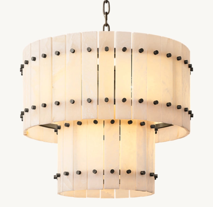 San Marco Alabaster Round Tiered Chandelier 22"-MEET LIGHTING