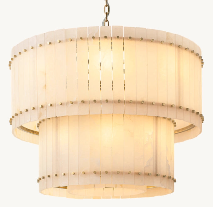 San Marco Alabaster Round Tiered Chandelier 37"-MEET LIGHTING