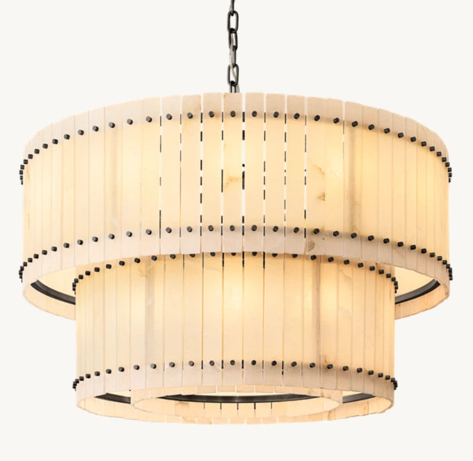 San Marco Alabaster Round Tiered Chandelier 48"-MEET LIGHTING
