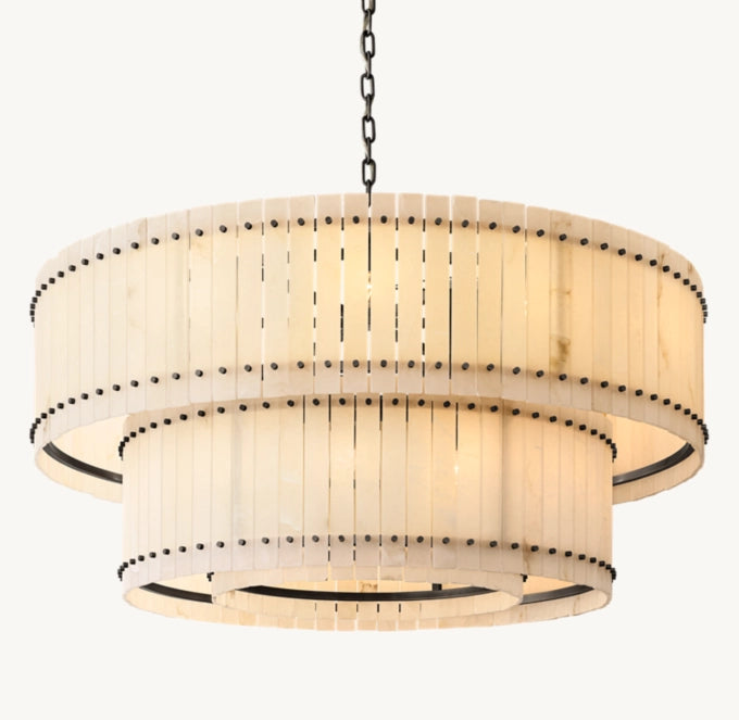 San Marco Alabaster Round Tiered Chandelier 60"-MEET LIGHTING