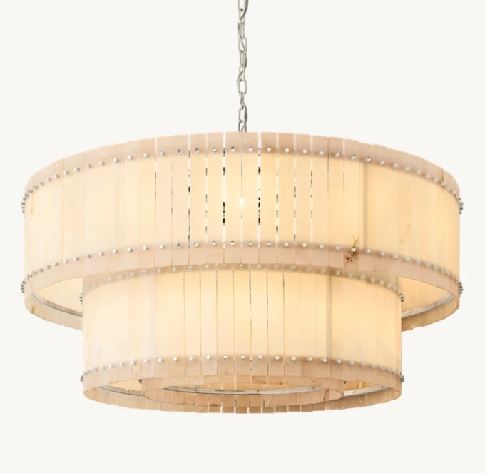 San Marco Alabaster Round Tiered Chandelier 60"-MEET LIGHTING