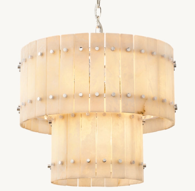 San Marco Alabaster Round Tiered Chandelier 22"-MEET LIGHTING
