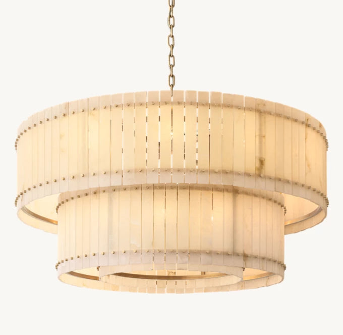 San Marco Alabaster Round Tiered Chandelier 60"-MEET LIGHTING