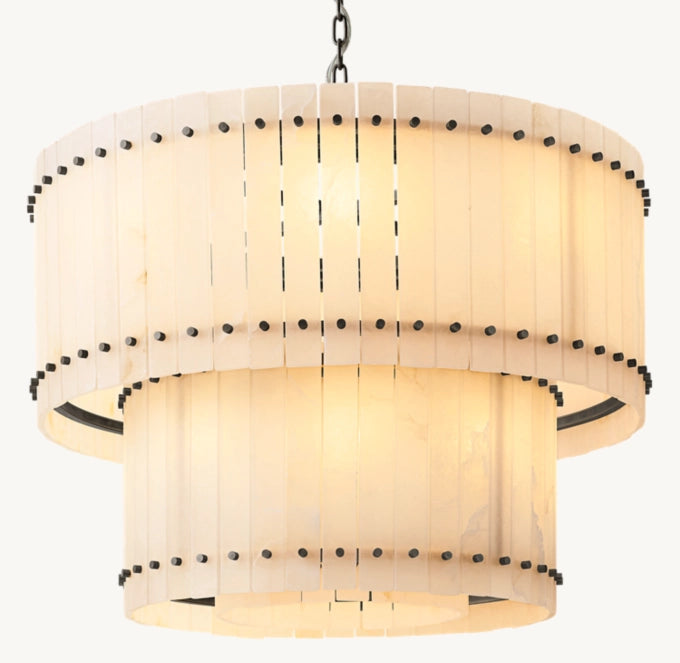 San Marco Alabaster Round Tiered Chandelier 37"-MEET LIGHTING
