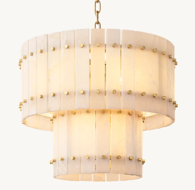 San Marco Alabaster Round Tiered Chandelier 22"-MEET LIGHTING