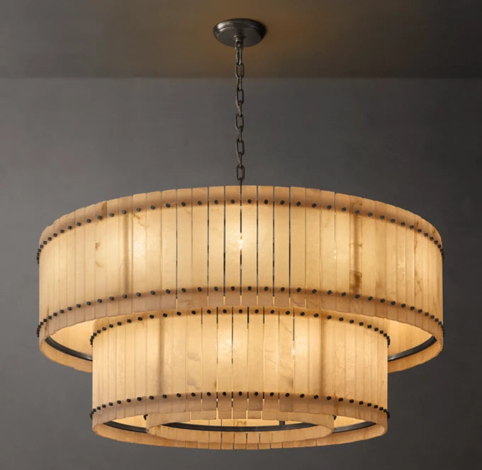 San Marco Alabaster Round Tiered Chandelier 60"-MEET LIGHTING