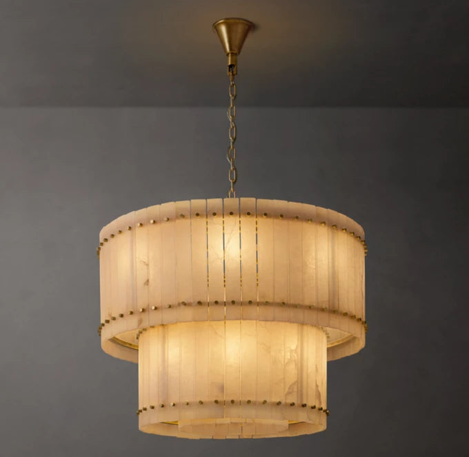San Marco Alabaster Round Tiered Chandelier 37"-MEET LIGHTING