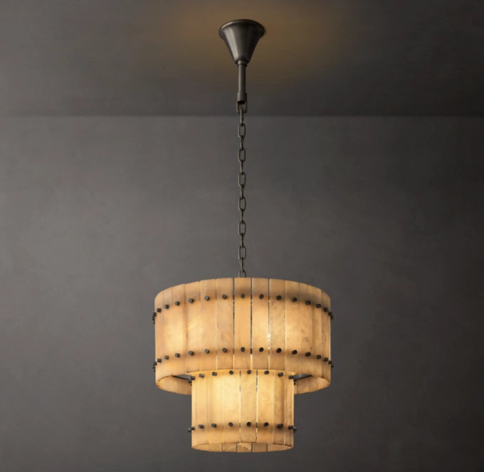 San Marco Alabaster Round Tiered Chandelier 22"-MEET LIGHTING