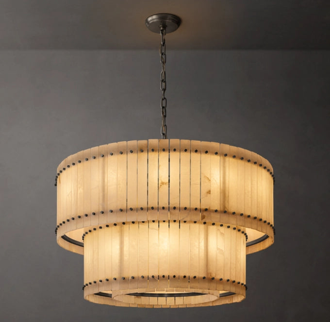 San Marco Alabaster Round Tiered Chandelier 48"-MEET LIGHTING