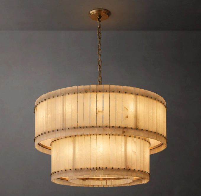 San Marco Alabaster Round Tiered Chandelier 48"-MEET LIGHTING