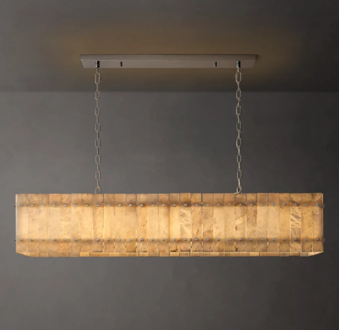 San Marco Alabaster Linear Chandelier 54"-MEET LIGHTING