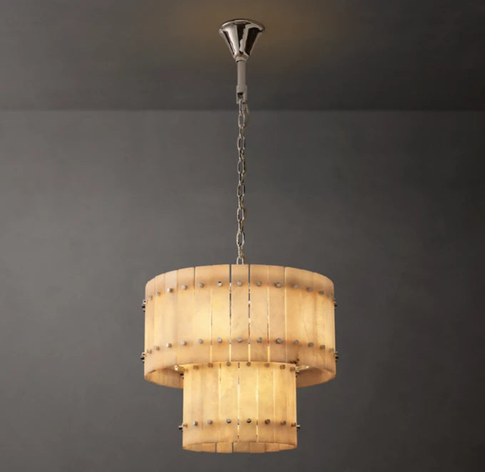 San Marco Alabaster Round Tiered Chandelier 22"-MEET LIGHTING