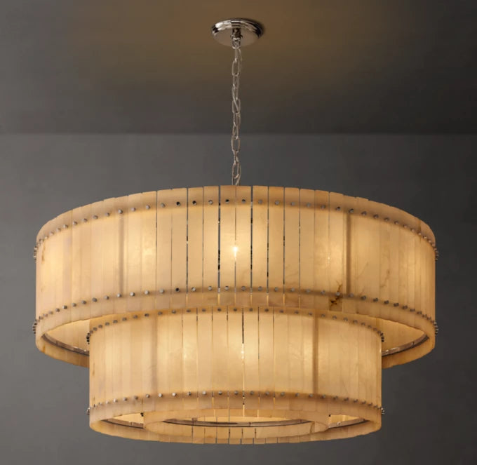 San Marco Alabaster Round Tiered Chandelier 60"-MEET LIGHTING