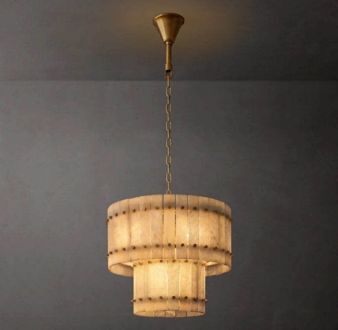 San Marco Alabaster Round Tiered Chandelier 22"-MEET LIGHTING