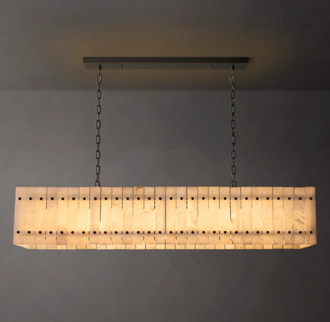 San Marco Alabaster Linear Chandelier 54"-MEET LIGHTING