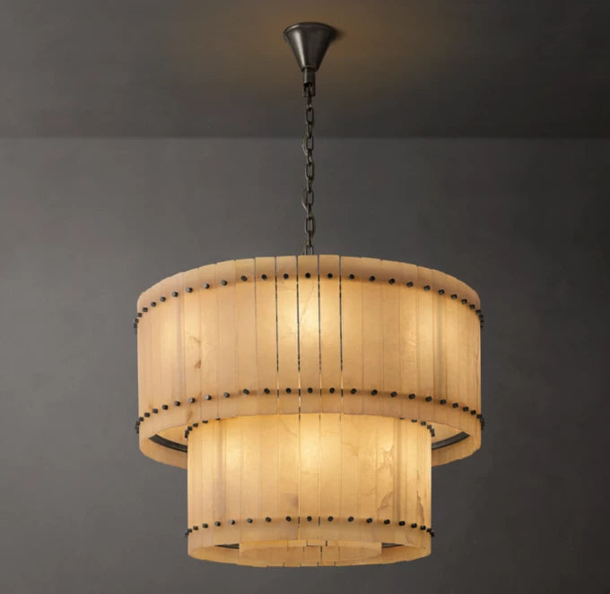 San Marco Alabaster Round Tiered Chandelier 37"-MEET LIGHTING