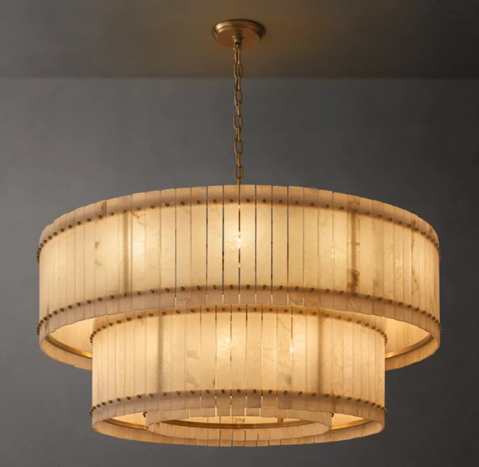 San Marco Alabaster Round Tiered Chandelier 60"-MEET LIGHTING
