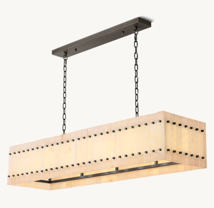 San Marco Alabaster Linear Chandelier 54"-MEET LIGHTING