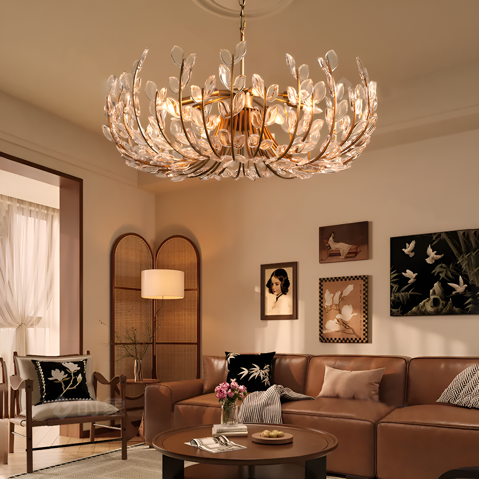 Adela 6 Light Chandelier 26"-MEET LIGHTING