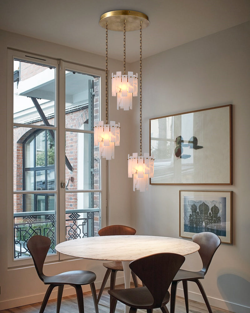 3/5/7-light Tired Alabaster marble Cluster Chandelier 13" with adjustable chain