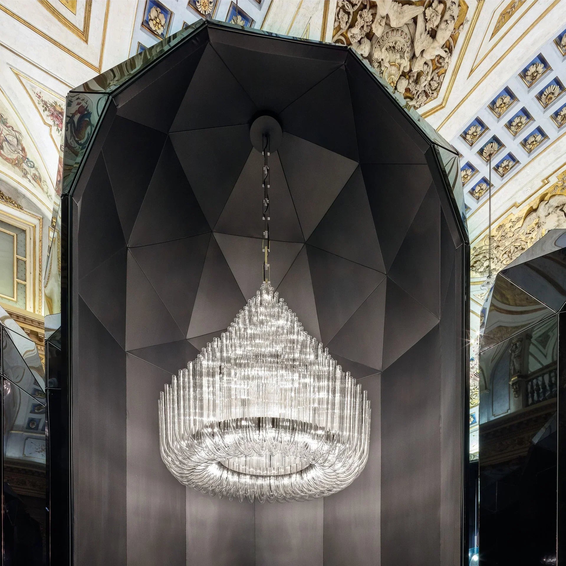 Extra Large Modern Tiers Clear Glass Tubes Chandelier for Living Room/Hotel Lobby-MEET LIGHTING