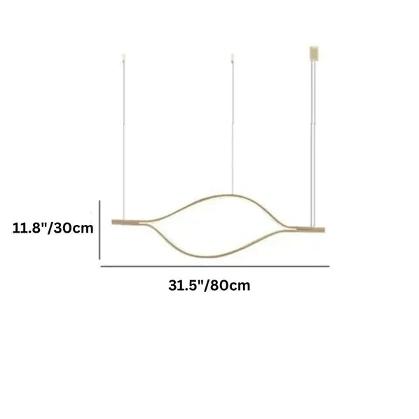 Modern Simple Brass Waving Chandelier for Living/Dining Room/Kitchen Island-MEET LIGHTING