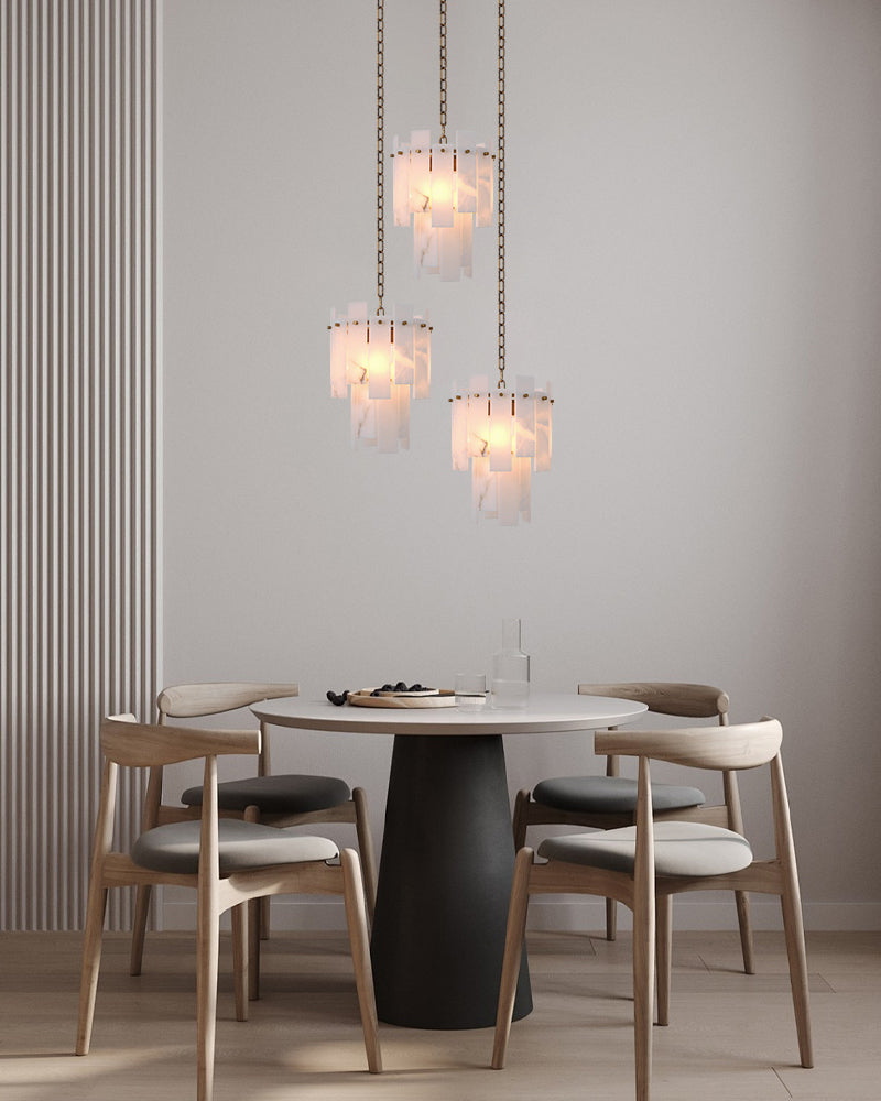 3/5/7-light Tired Alabaster marble Cluster Chandelier 13" with adjustable chain