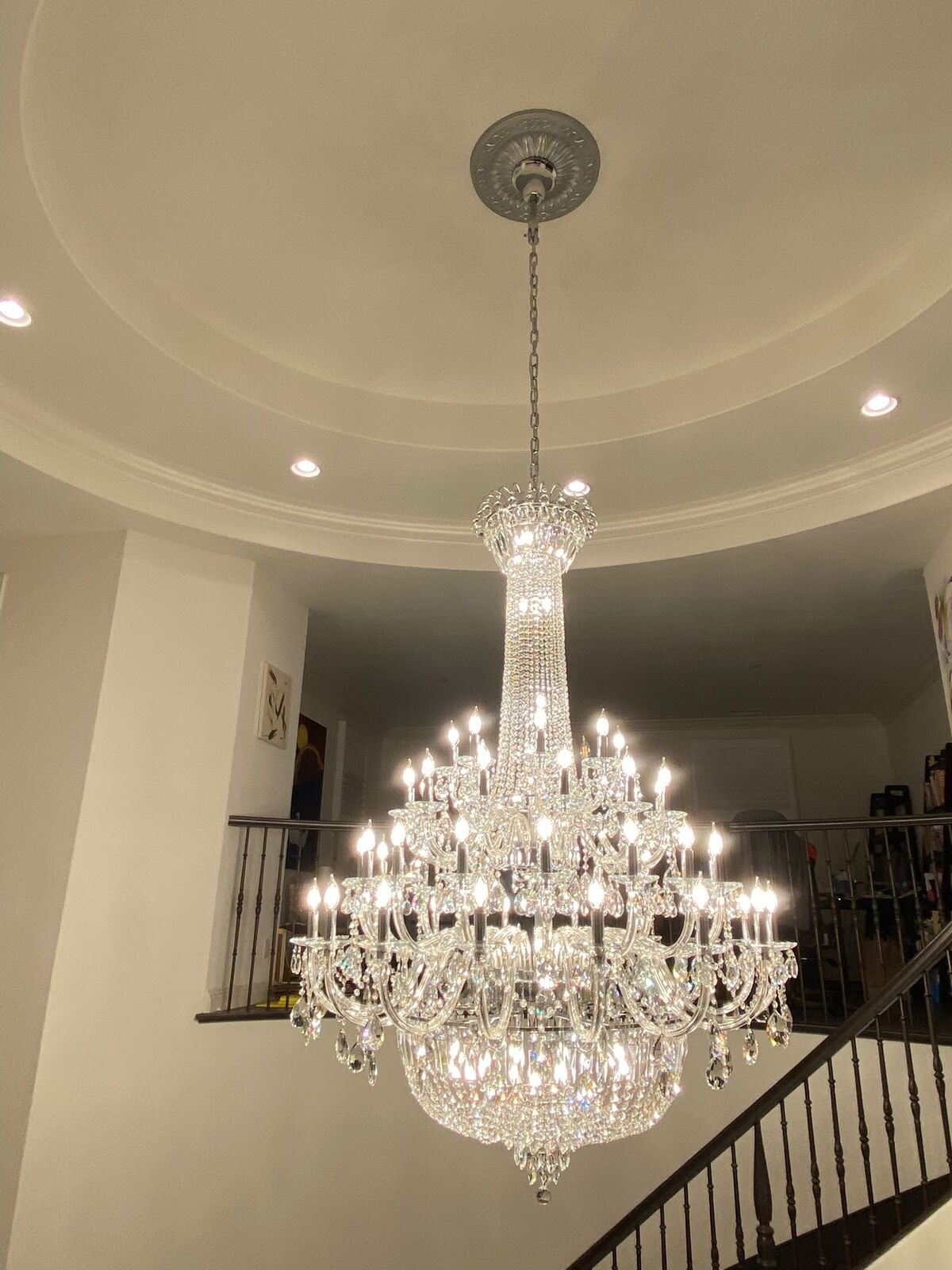 Extra Large European-style Multi-layers Candle Luxury Crystal Chandelier Gold Art Foyer/Staircase Decorative Light Fixture-MEET LIGHTING