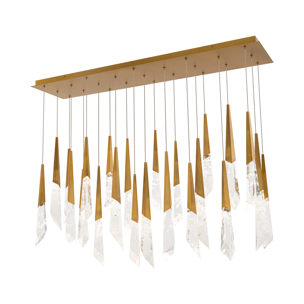 Solitude Linear LED Multi Pendant Light in Aged Brass (23-Light).