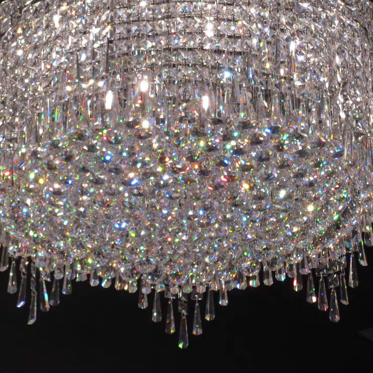 Minimalist Light Luxury Flush Mount Round Crystal Chandelier-MEET LIGHTING