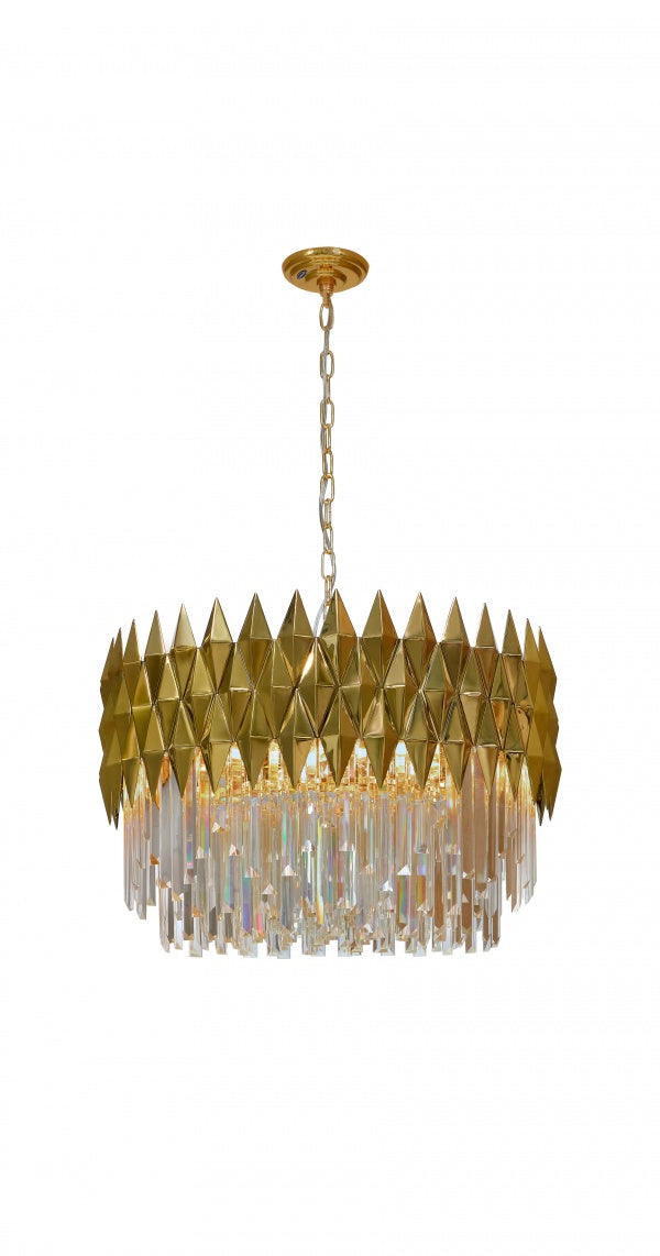 Luxury 1/2-Tier Round/Rectangular Gold Finish Crystal Chandelier for Living Room/Bedroom-MEET LIGHTING