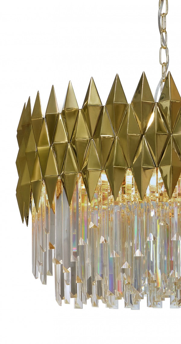 Luxury 1/2-Tier Round/Rectangular Gold Finish Crystal Chandelier for Living Room/Bedroom-MEET LIGHTING