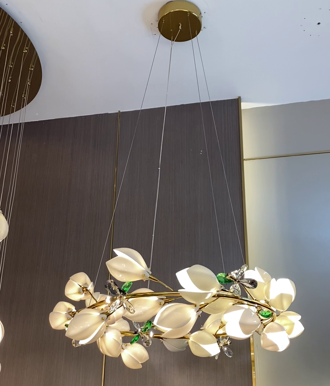 Art Design Creative Ceramic Magnolia Ring/Linear Chandelier for Bedroom/Living Room/Dining Room/Kitchen Island-MEET LIGHTING