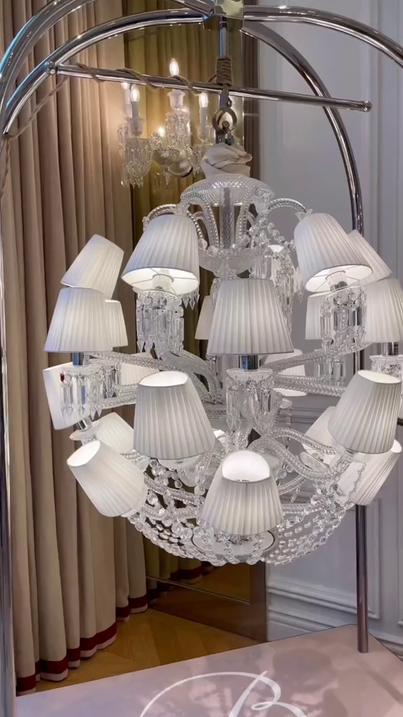 Luxury Globe Crystal Chandelier With Fabric/Crystal Glass Lampshades-MEET LIGHTING