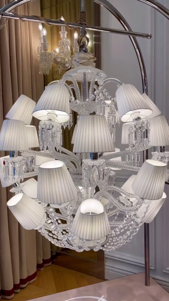 Luxury Globe Crystal Chandelier With Fabric/Crystal Glass Lampshades-MEET LIGHTING