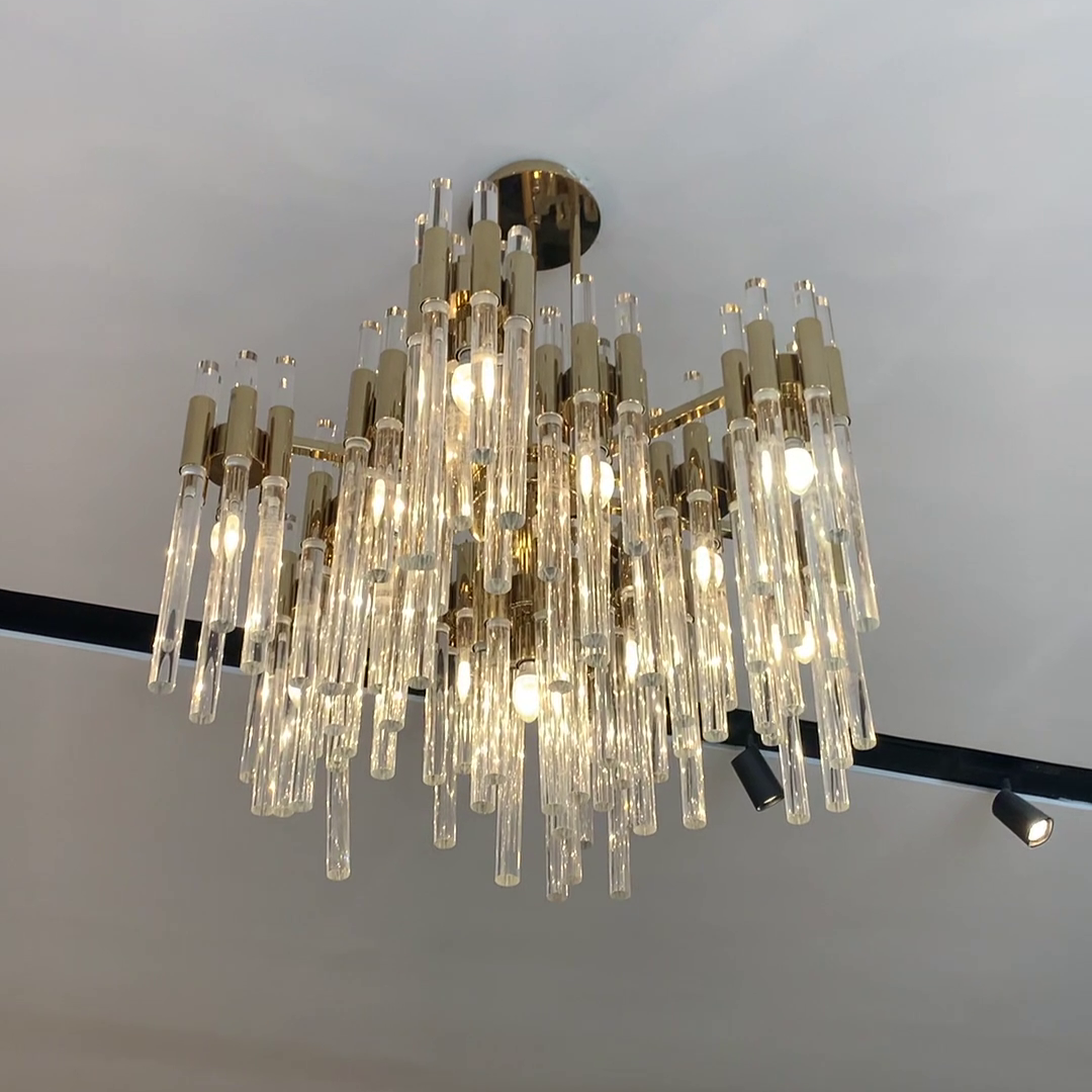 Modern Luxury Tiered Glass Cylinders Chandelier for Living Room/Bedroom/Dining Room/Bathroom-MEET LIGHTING