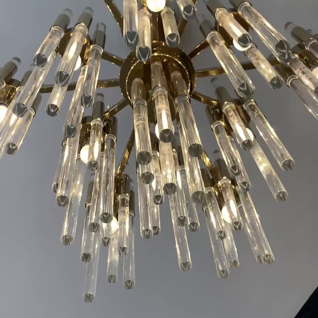 Modern Luxury Tiered Glass Cylinders Chandelier for Living Room/Bedroom/Dining Room/Bathroom-MEET LIGHTING