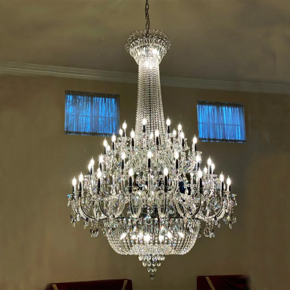 Extra Large European-style Multi-layers Candle Luxury Crystal Chandelier Gold Art Foyer/Staircase Decorative Light Fixture-MEET LIGHTING