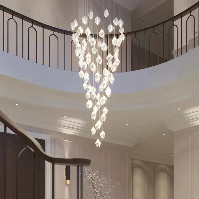 Nordic Magnolia Flower Ceramics Chandelier with Round Canopy-MEET LIGHTING