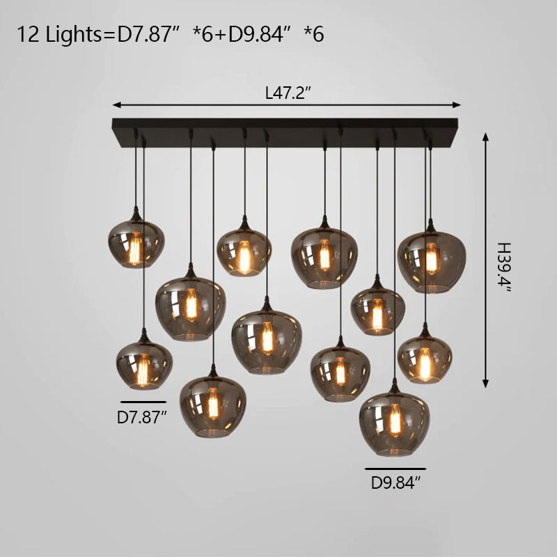 Modern Smoke Gray Glass Lamp Designer Chandelier for Cafe/Kitchen Island/Dining Room Style B-MEET LIGHTING