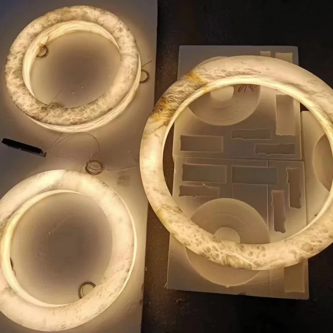 Rivage Two-Tier Luxury Modern Alabaster Round Chandelier 60"