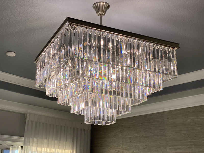 Odeom 5-Layer Crystal Square Chandelier 34"