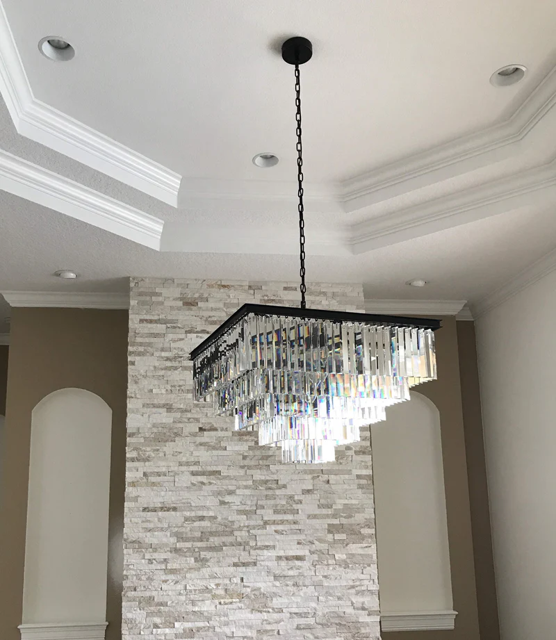 Odeom 5-Layer Crystal Square Chandelier 34"