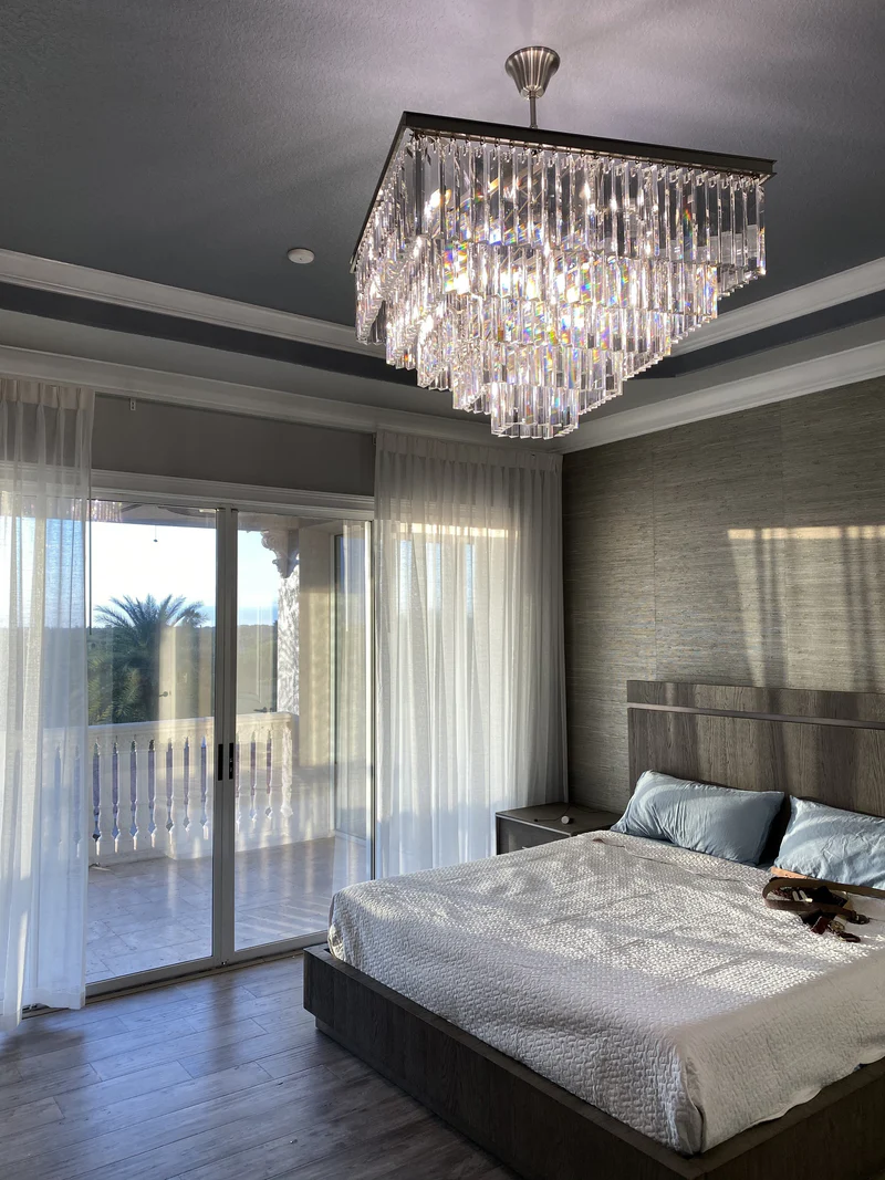 Odeom 5-Layer Crystal Square Chandelier 34"