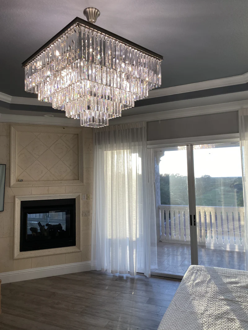Odeom 5-Layer Crystal Square Chandelier 34"