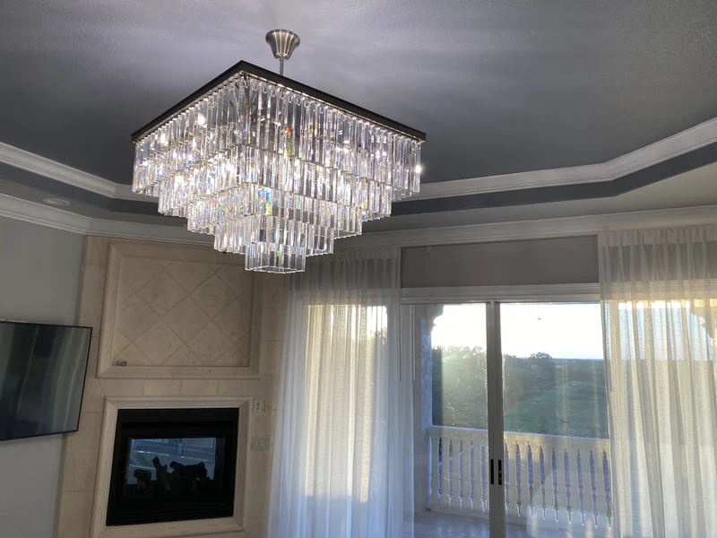 Odeom 5-Layer Crystal Square Chandelier 34"