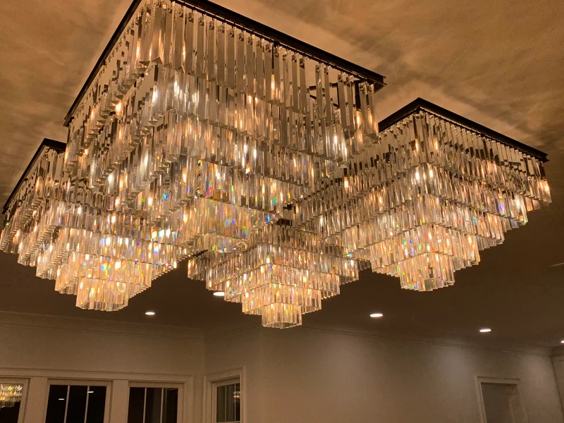 Odeom 5-Layer Crystal Square Chandelier 34"