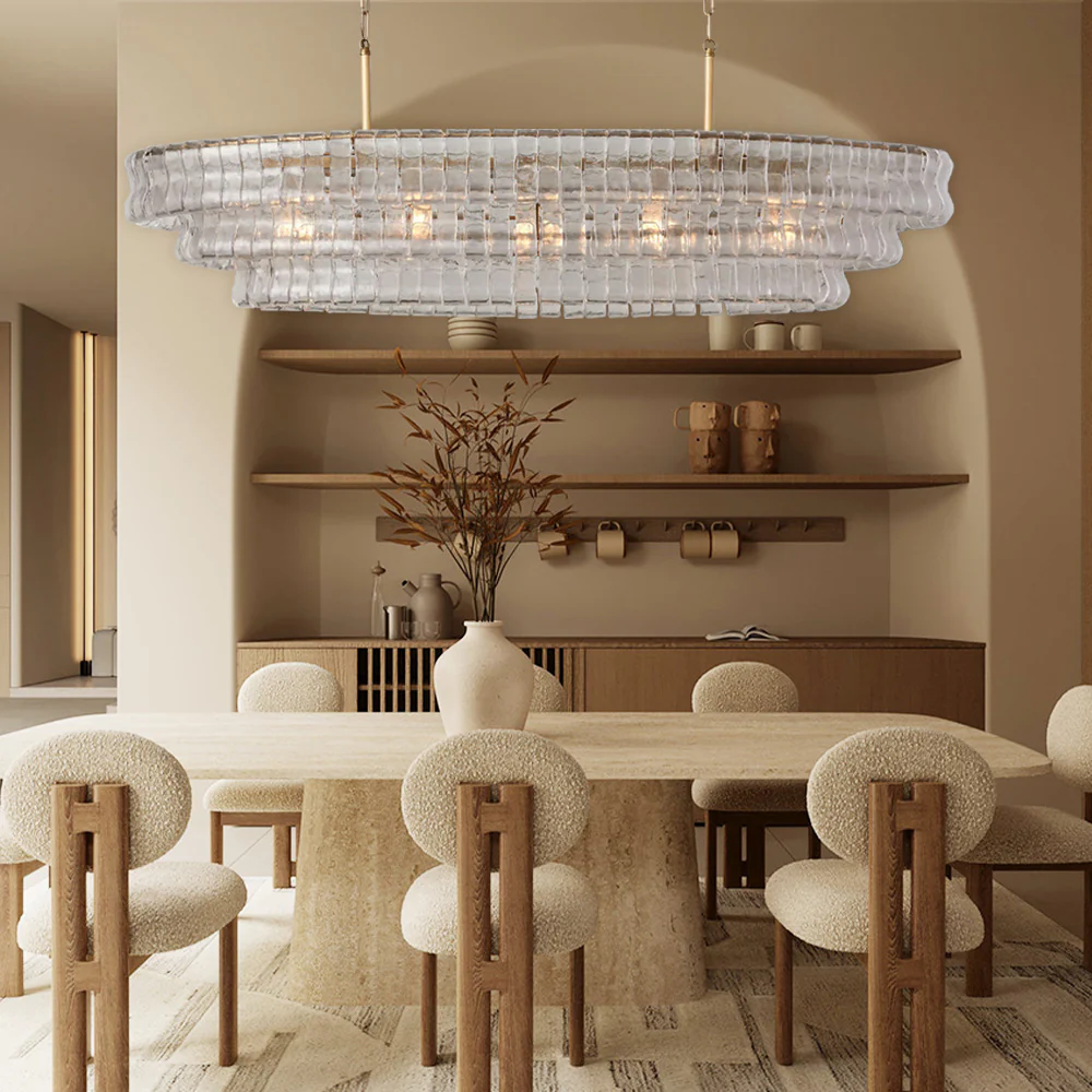 Ghiaccio Oval Art Glass Chandelier 54" 65"