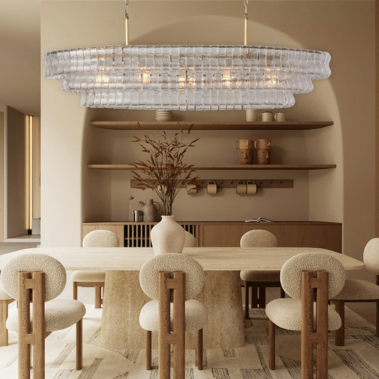 Ghiaccio Oval Art Glass Chandelier 54" 65"